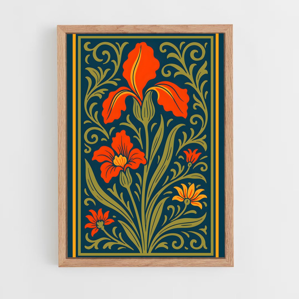 ap-art nouveau florals-1 cadre Bois clair