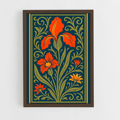 ap-art nouveau florals-1 cadre Bois foncé