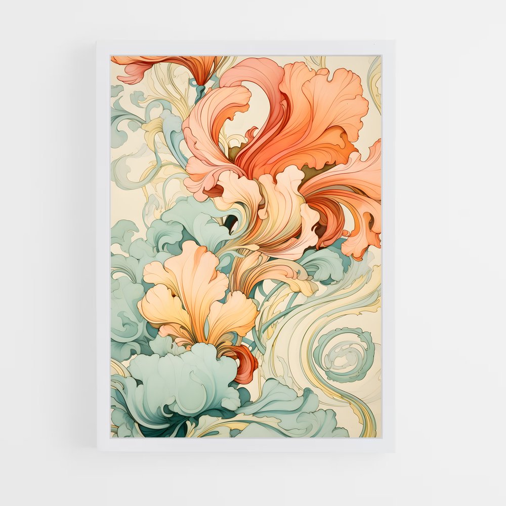 ap-art nouveau florals-11 cadre Blanc