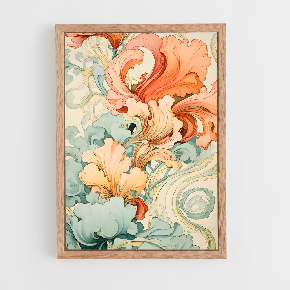 ap-art nouveau florals-11 cadre Bois clair
