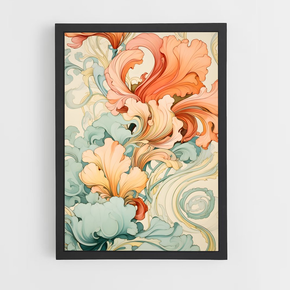 ap-art nouveau florals-11 cadre Noir