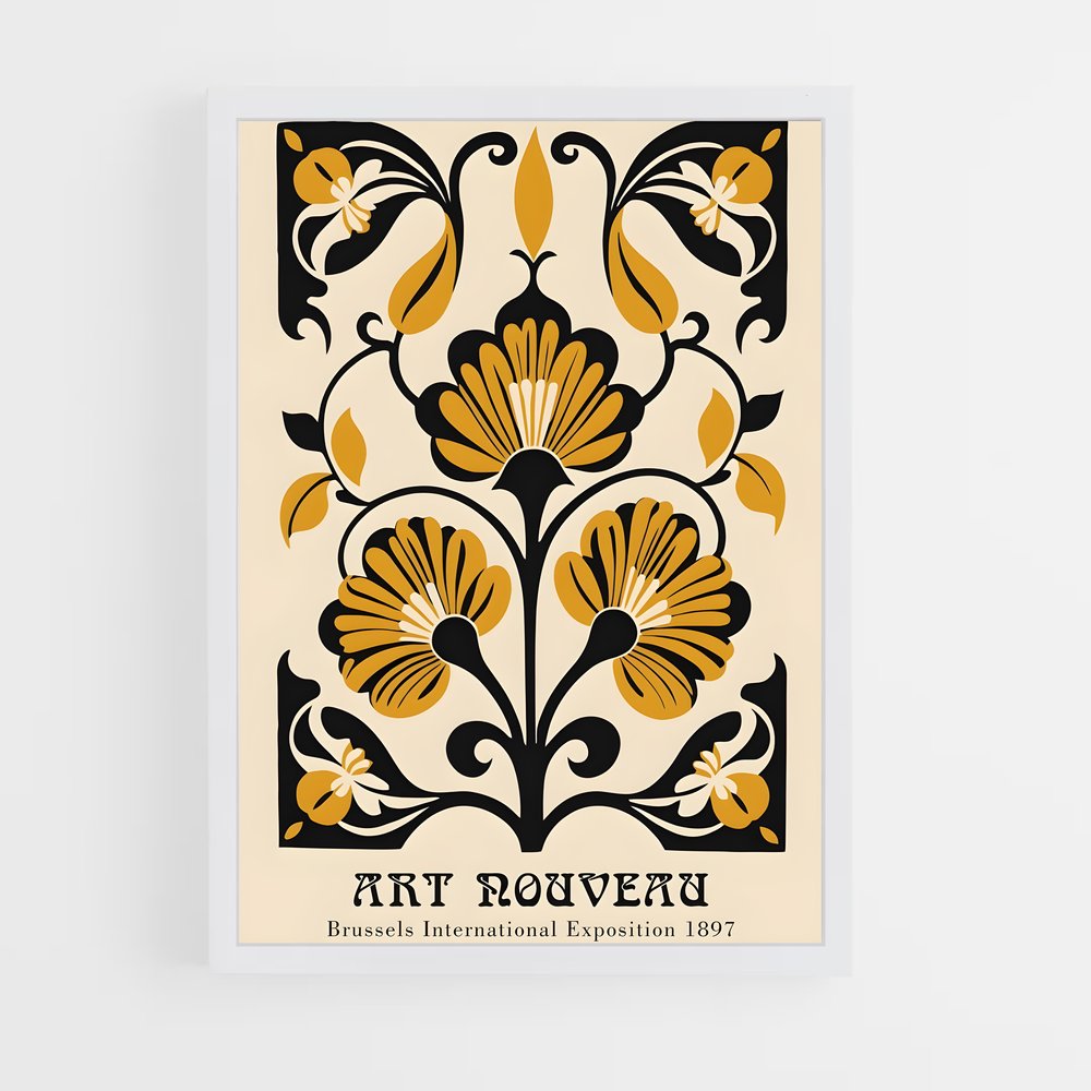 ap-art nouveau florals-2 cadre Blanc
