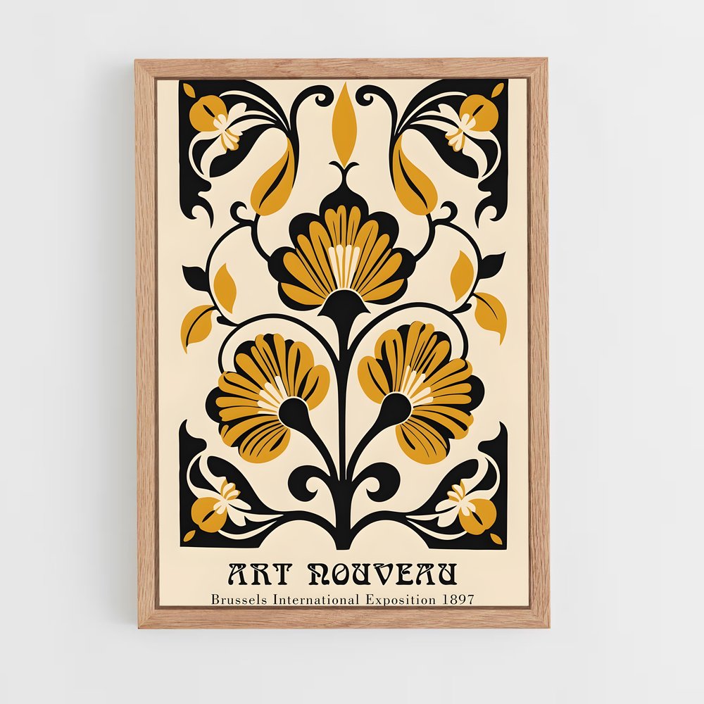ap-art nouveau florals-2 cadre Bois clair