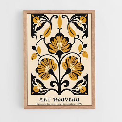ap-art nouveau florals-2 cadre Bois clair