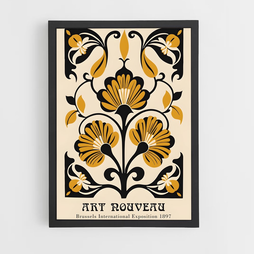 ap-art nouveau florals-2 cadre Noir