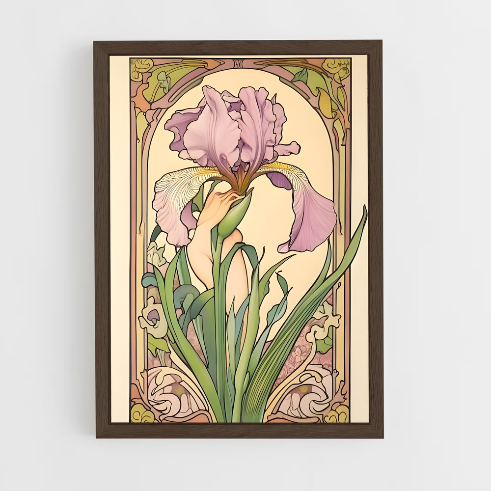 ap-art nouveau florals-3 cadre Bois foncé