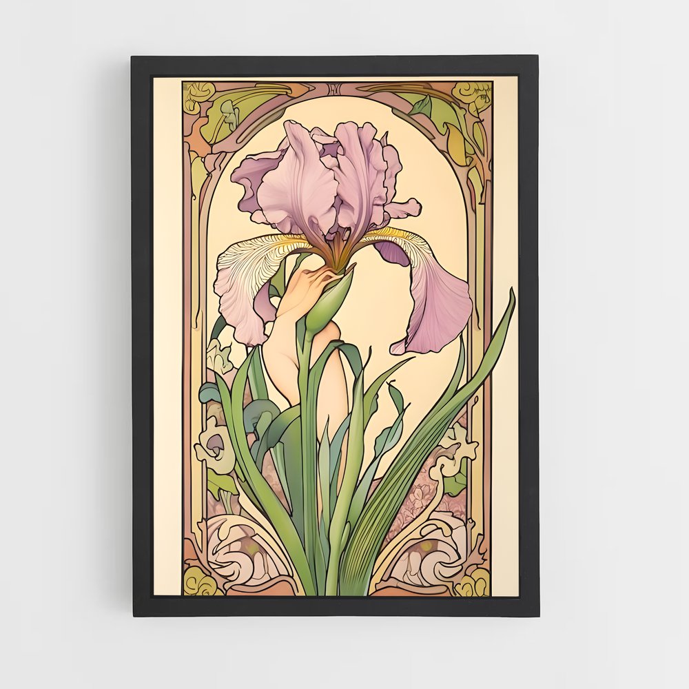 ap-art nouveau florals-3 cadre Noir