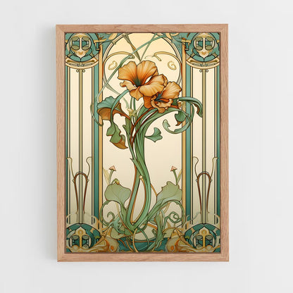 ap-art nouveau florals-4 cadre Bois clair