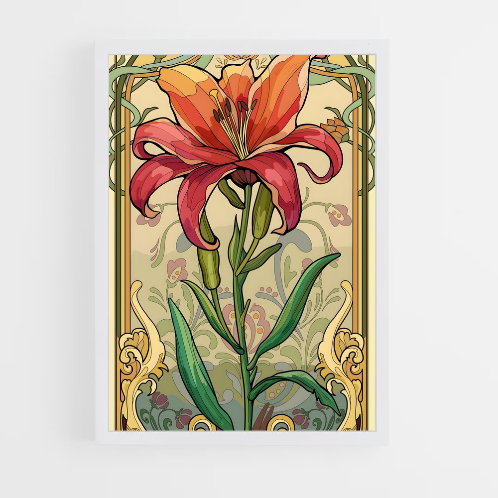 ap-art nouveau florals-6 cadre Blanc