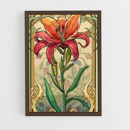 ap-art nouveau florals-6 cadre Bois foncé