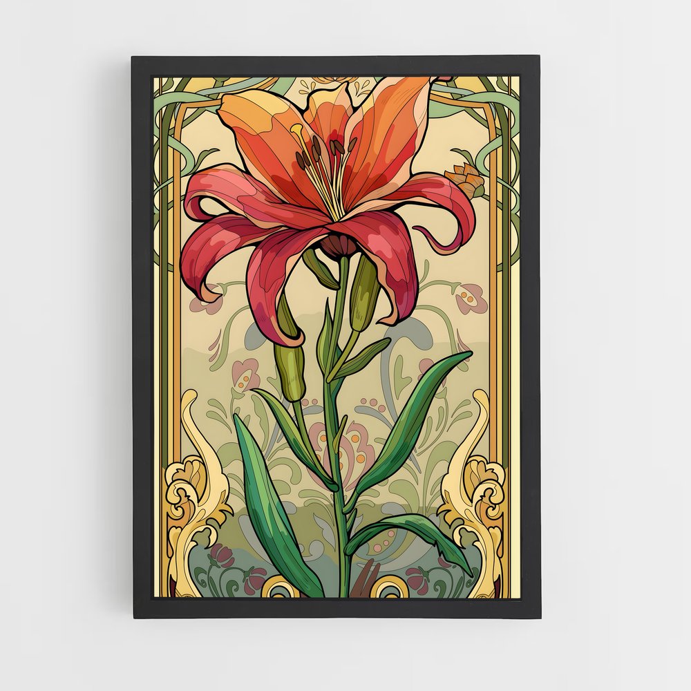 ap-art nouveau florals-6 cadre Noir
