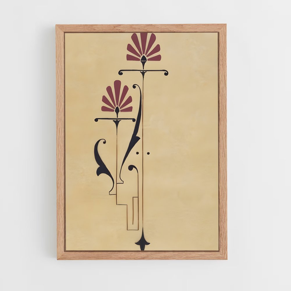 ap-art nouveau florals-8 cadre Bois clair