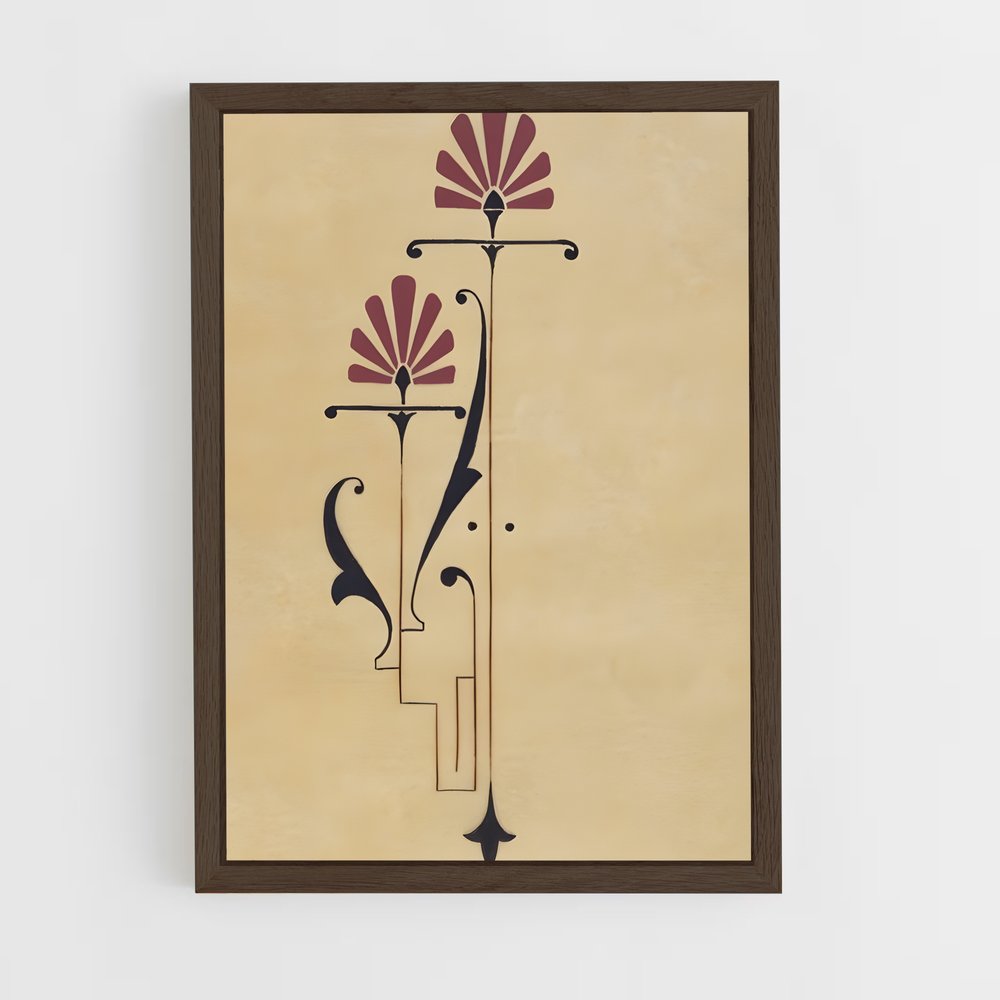 ap-art nouveau florals-8 cadre Bois foncé