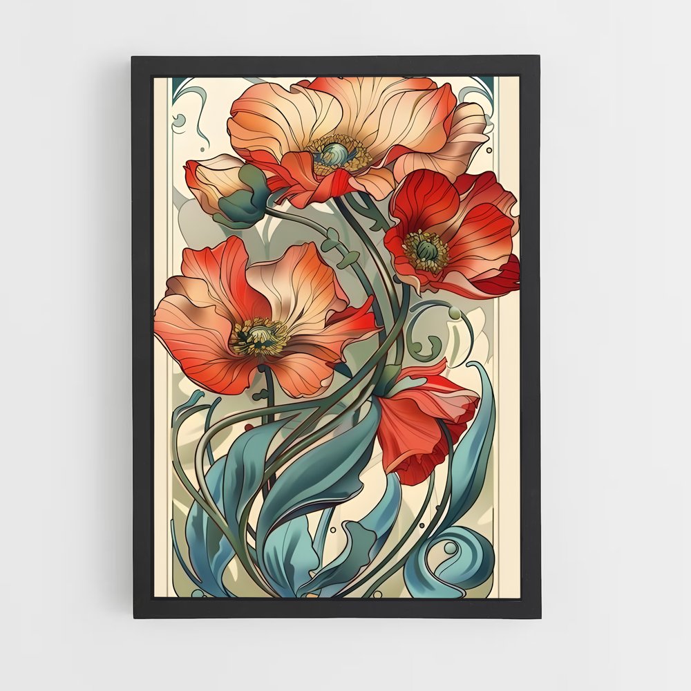 ap-art nouveau florals-9 cadre Noir