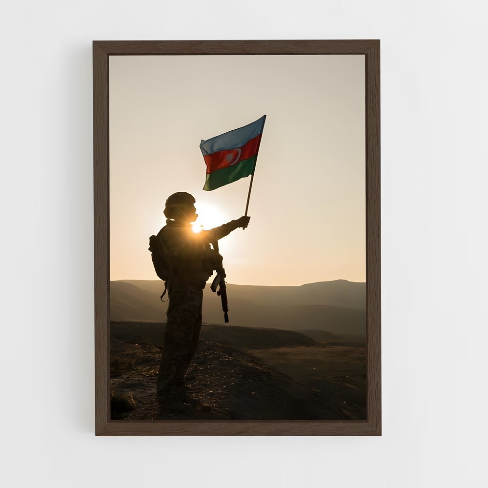 ap-azerbaijan flag-9 cadre Bois foncé