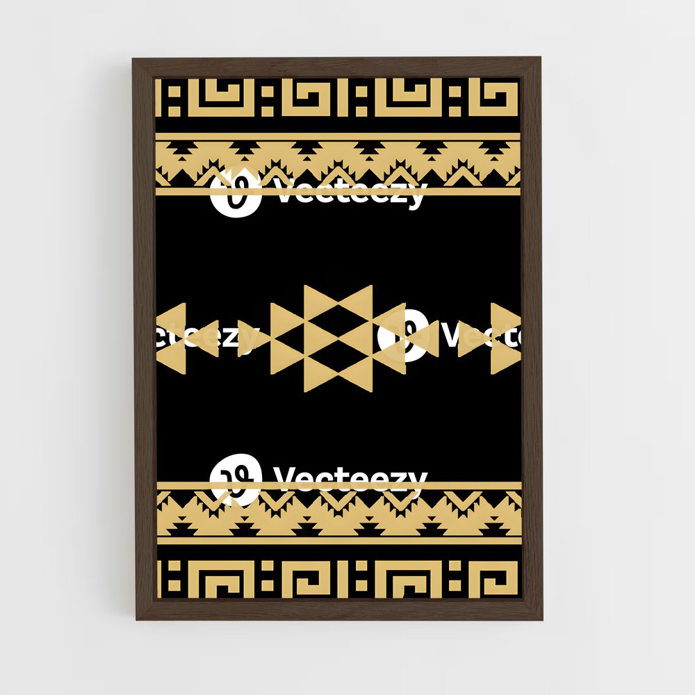 ap-aztec patterns-3 cadre Bois foncé