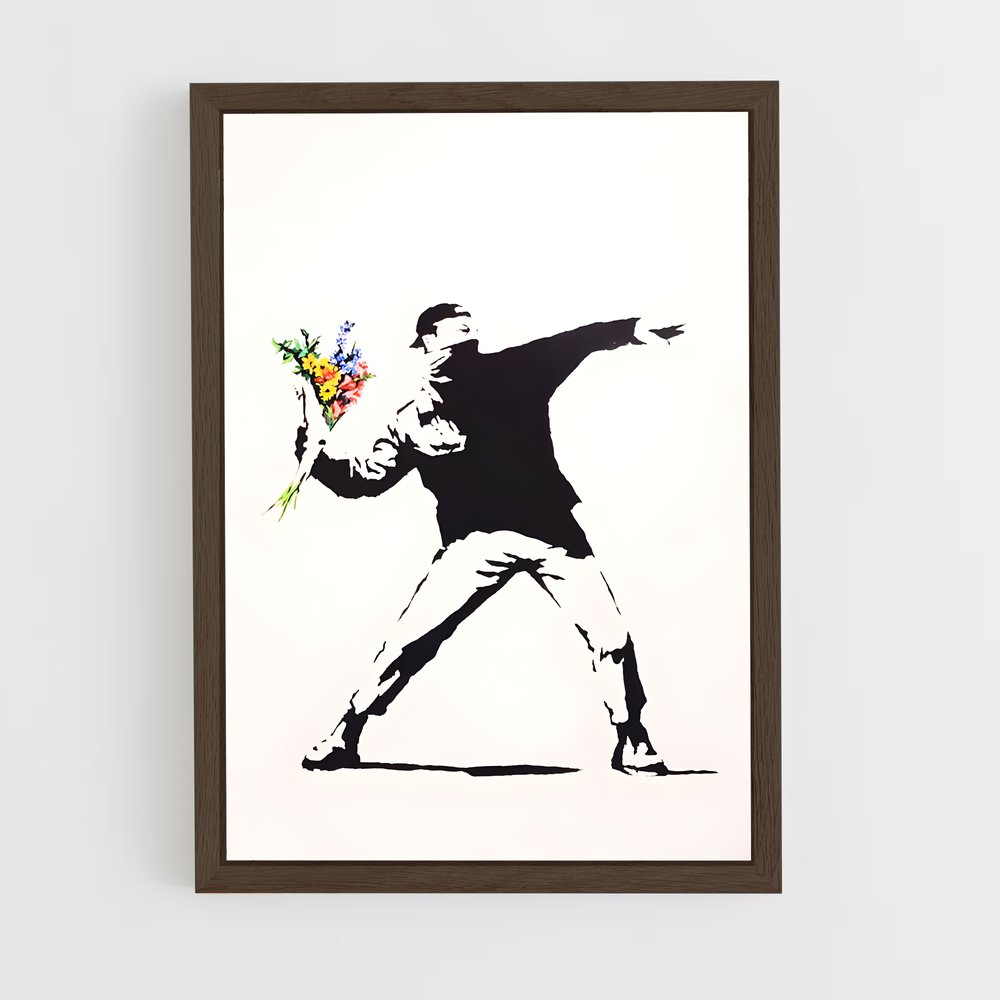 ap-banksy-2 cadre Bois foncé