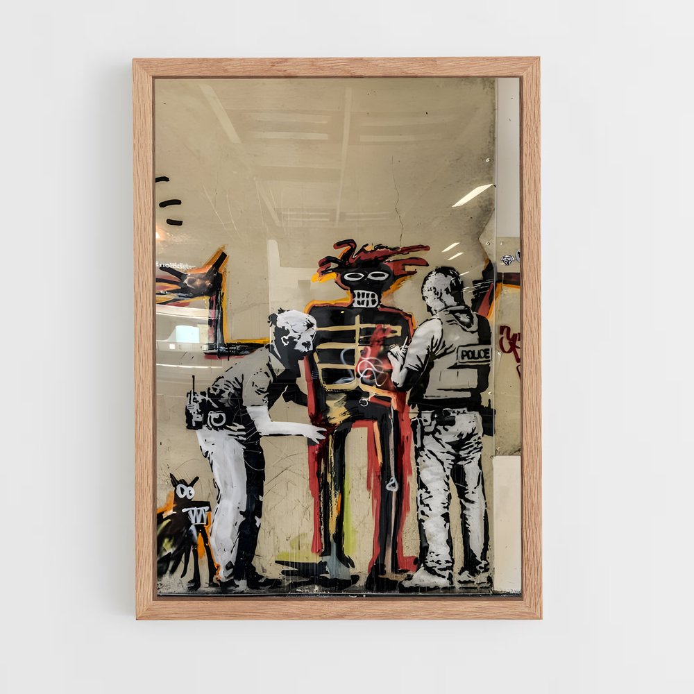 ap-banksy-4 cadre Bois clair