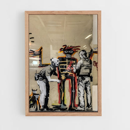 ap-banksy-4 cadre Bois clair