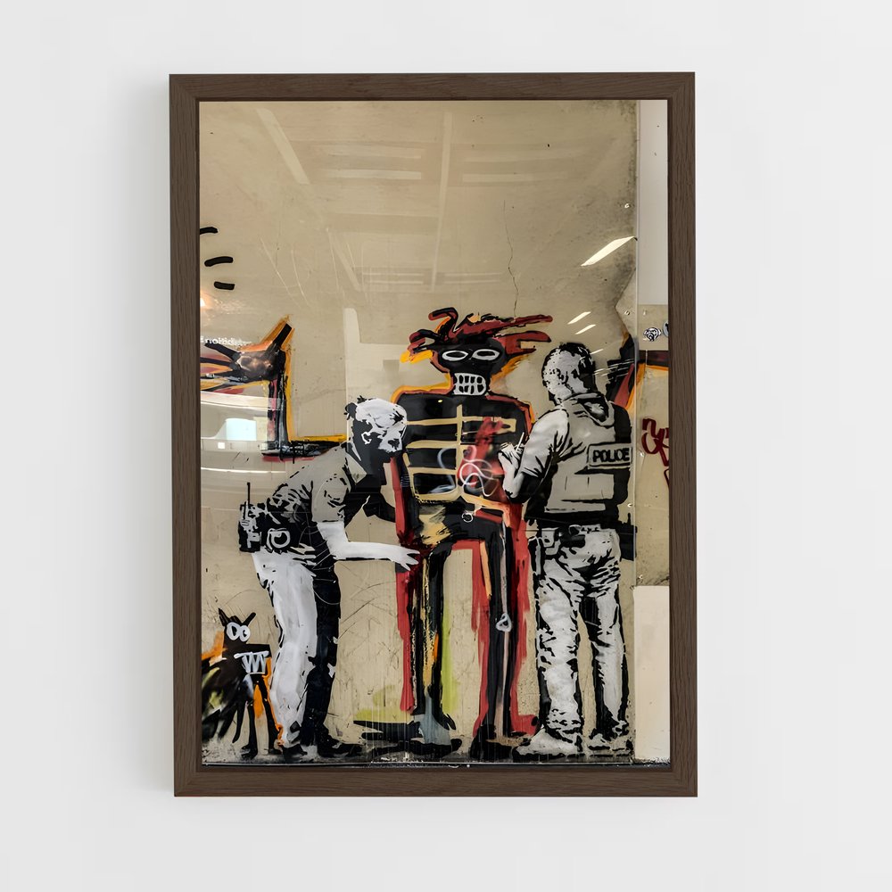 ap-banksy-4 cadre Bois foncé