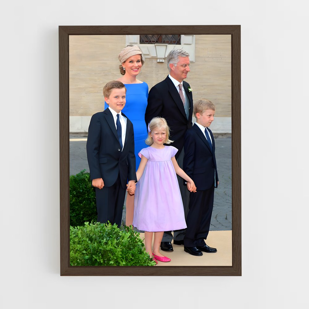ap-belgian royal family-9 cadre Bois foncé
