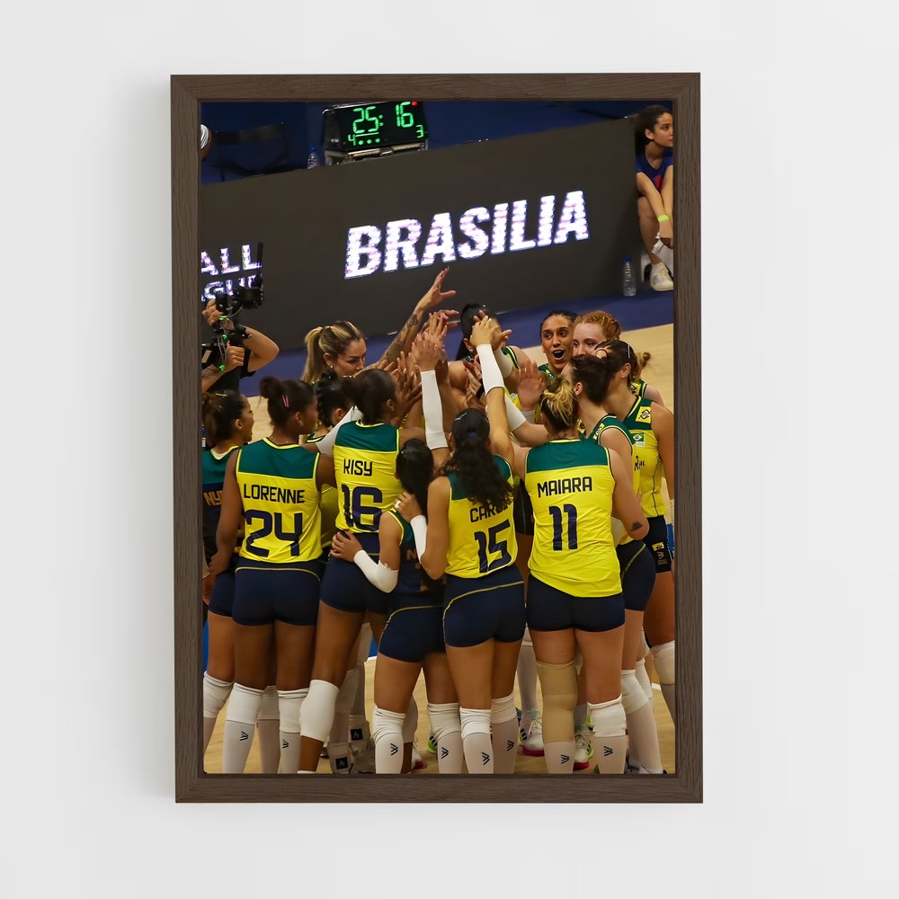 ap-brazil national volleyball team-1 cadre Bois foncé