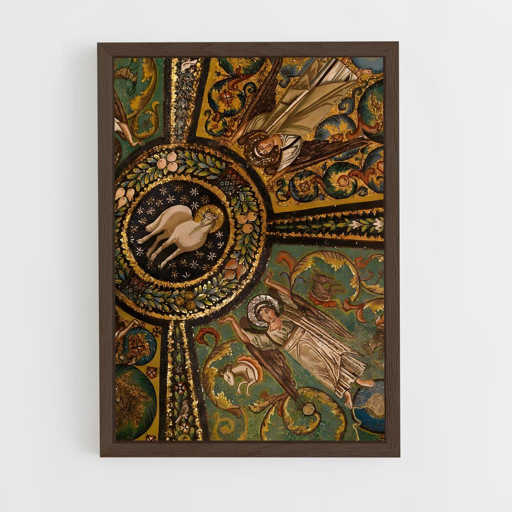 ap-byzantine mosaic-4 cadre Bois foncé