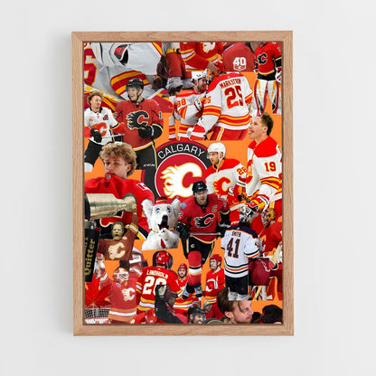 ap-calgary flames-13 cadre Bois clair