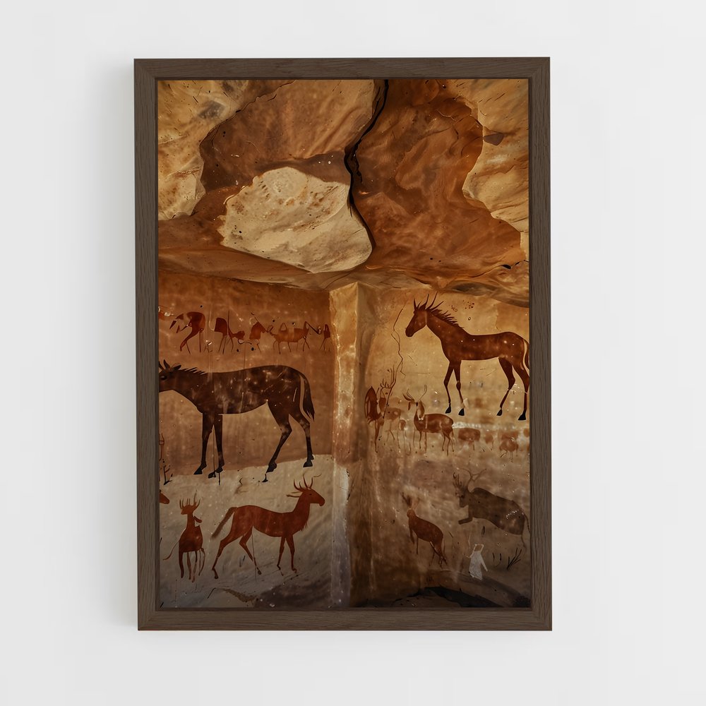 ap-cave paintings-4 cadre Bois foncé