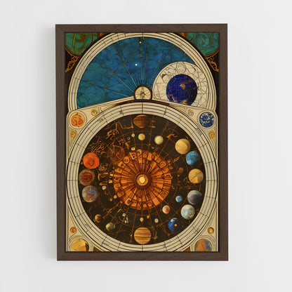 ap-celestial map-4 cadre Bois foncé