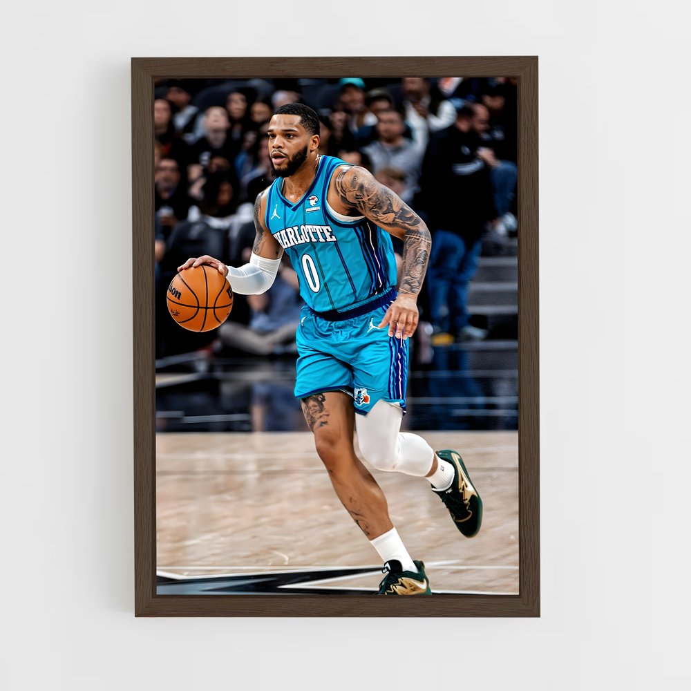 ap-charlotte hornets-8 cadre Bois foncé