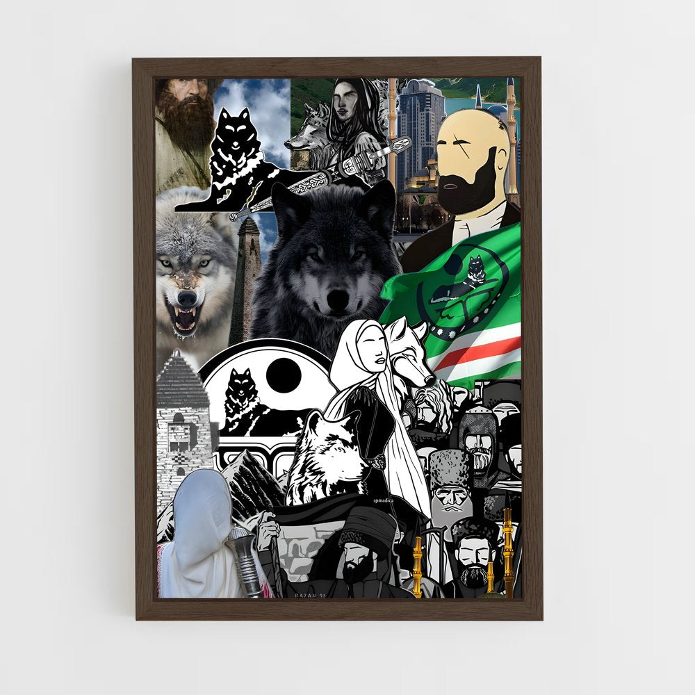ap-chechnya flag-4 cadre Bois foncé