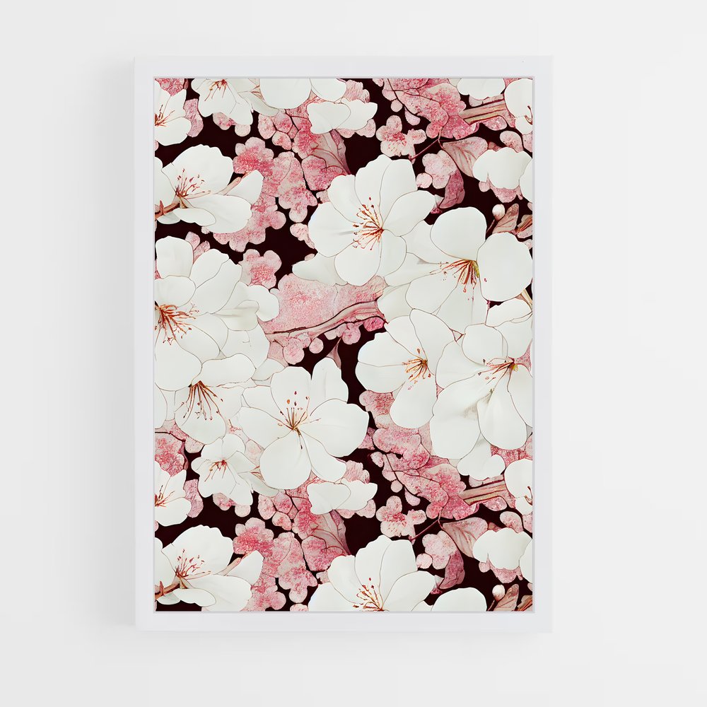ap-cherry blossom patterns-3 cadre Blanc