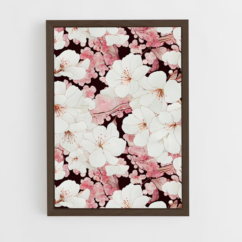 ap-cherry blossom patterns-3 cadre Bois foncé