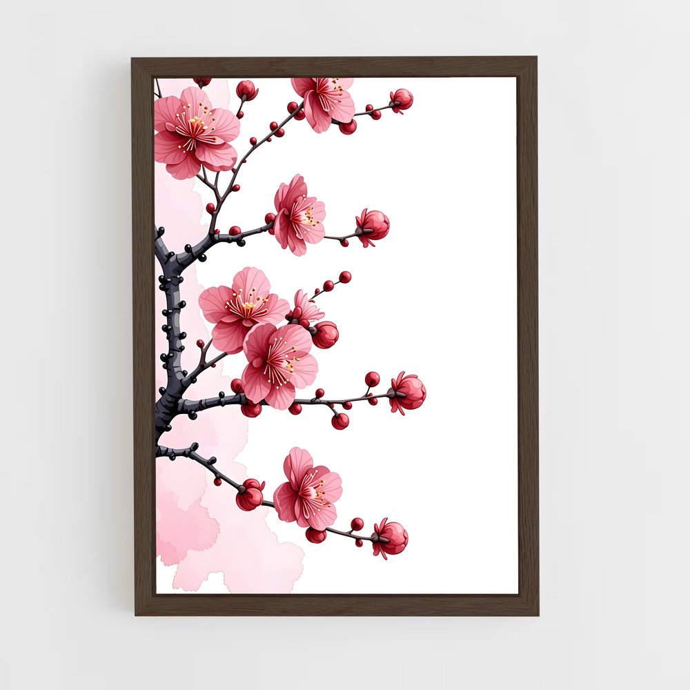 ap-cherry blossom patterns-7 cadre Bois foncé