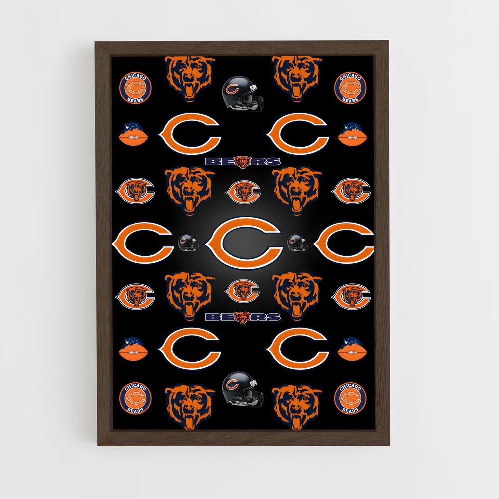 ap-chicago bears-3 cadre Bois foncé