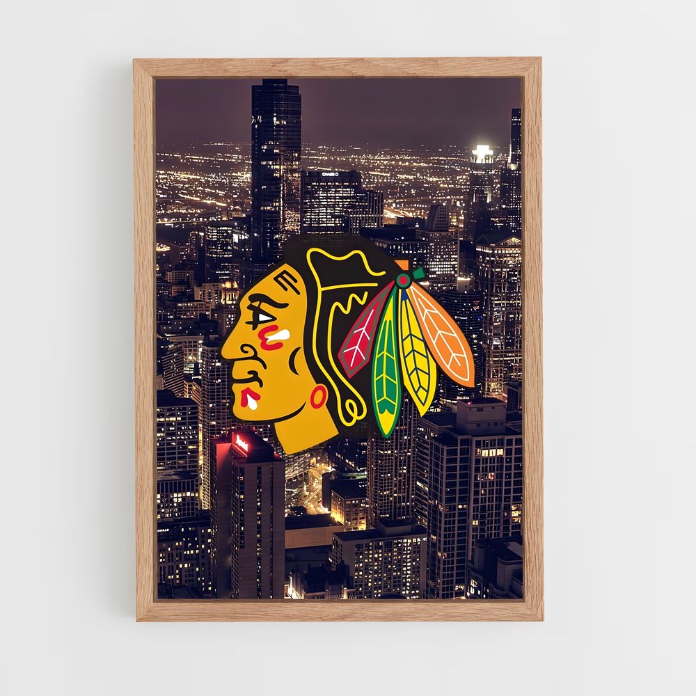 ap-chicago blackhawks-4 cadre Bois clair