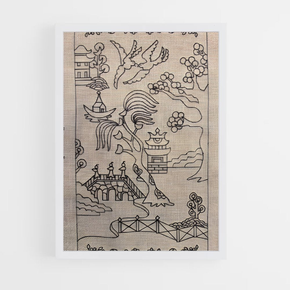 ap-chinoiserie patterns-9 cadre Blanc