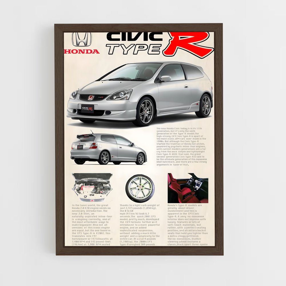ap-civic type r ep3-1 cadre Bois foncé