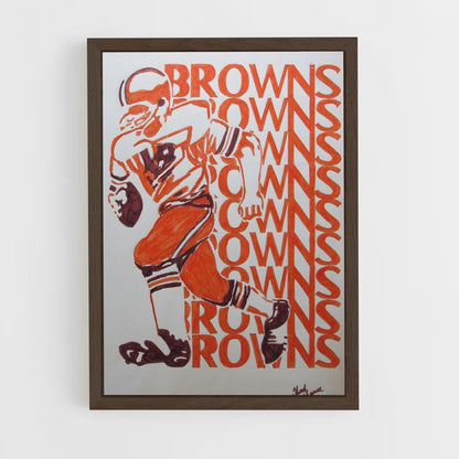 ap-cleveland browns-6 cadre Bois foncé