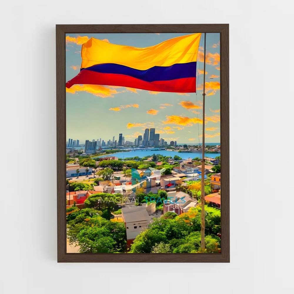 ap-colombia flag-1 cadre Bois foncé