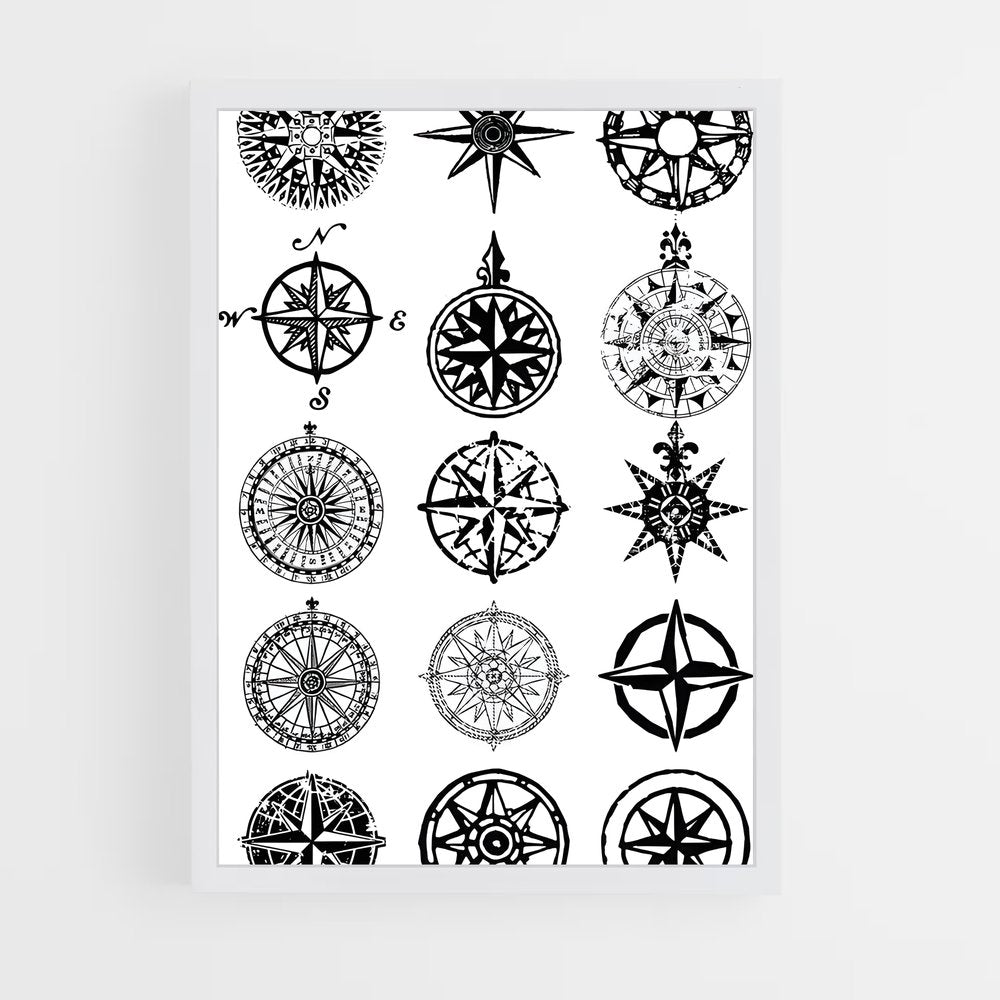 ap-compass rose-1 cadre Blanc