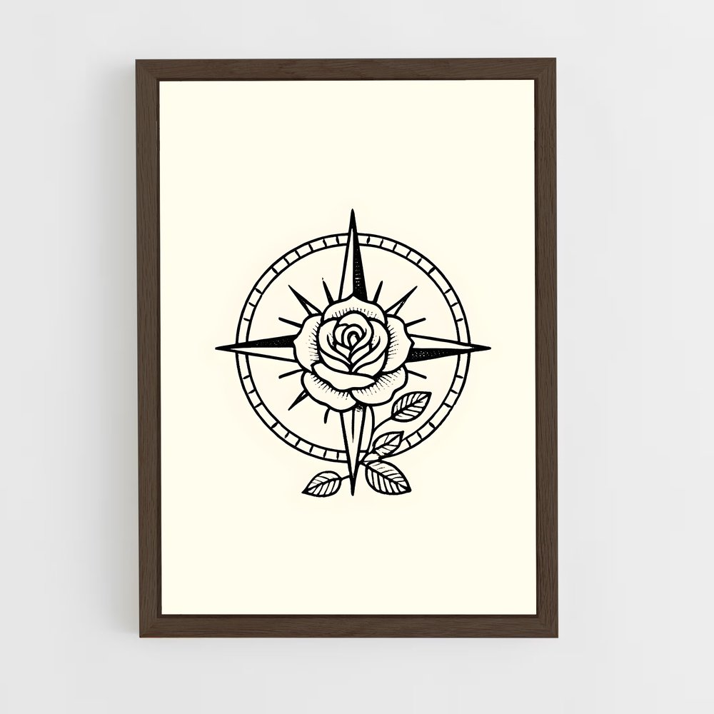 ap-compass rose-3 cadre Bois foncé