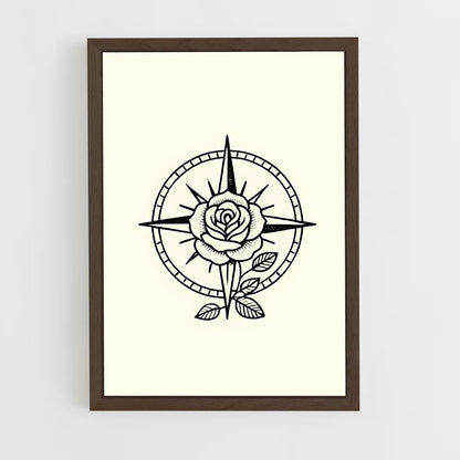 ap-compass rose-3 cadre Bois foncé
