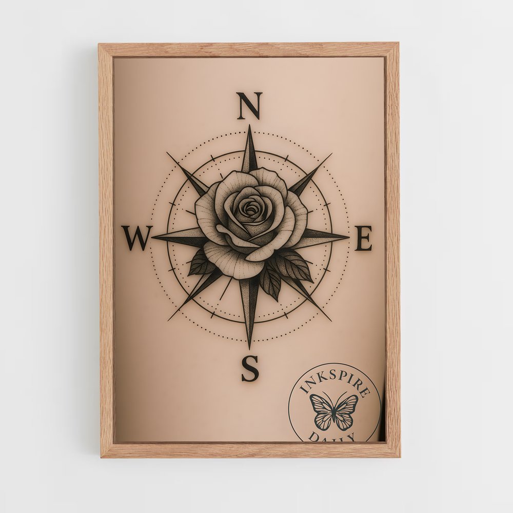 ap-compass rose-4 cadre Bois clair