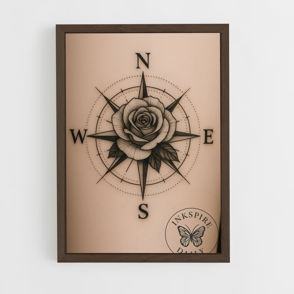 ap-compass rose-4 cadre Bois foncé
