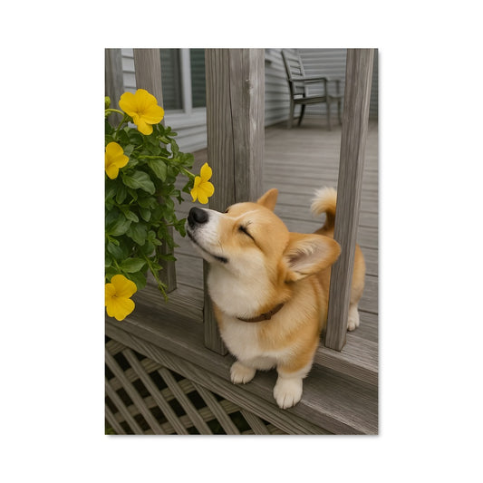 Poster Corgi en Fleurs