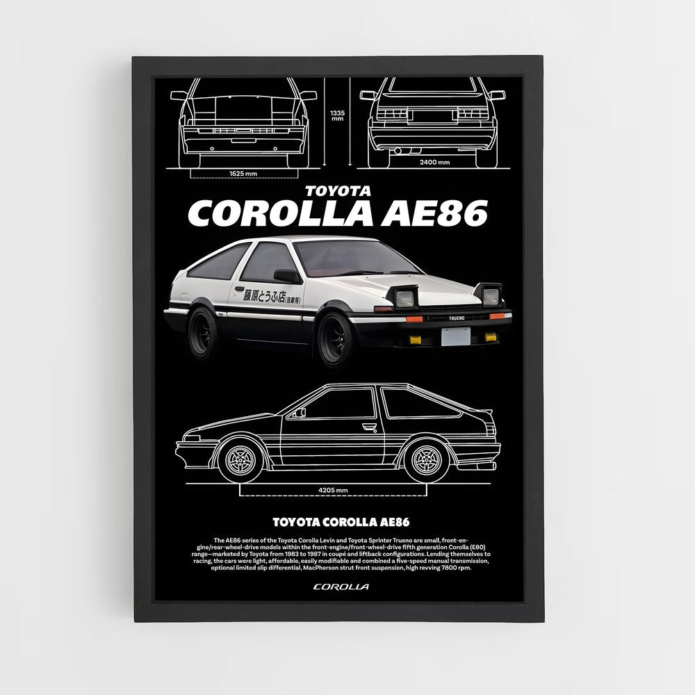 ap-corolla ae86-1 cadre Noir