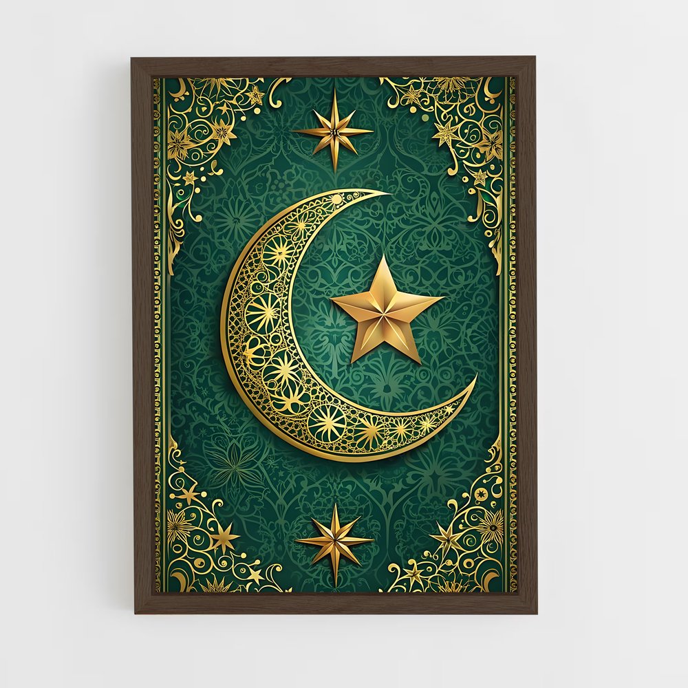 ap-crescent moon star-1 cadre Bois foncé