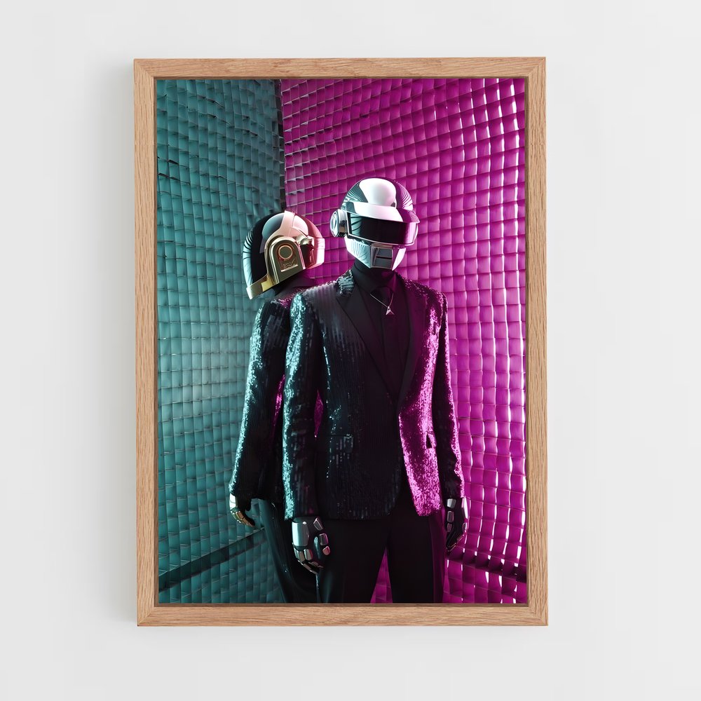 ap-daft punk-5 cadre Bois clair